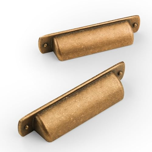 Amerdeco 10 Piezas Tiradores de Cajón Vintage, Tiradores de Muebles en Forma de Concha para Armario de Cocina Tocador Gabinete, con Tornillos y Destornillador, 128mm