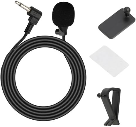 Microfono per Autoradio, Microfono da 3,5 mm Microfono Esterno, Microfono Vivavoce Esterno, Microfono a Bavero, per Autoradio Stereo Auto Veicolo Stereo Radio Head Unit Lettore GPS, DVD, Radio