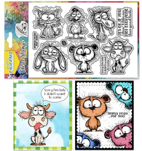 CHGCRAFT Crazy Fun Animal Clear Stempel Transparent Handicraft Stempel für DIY Scrapbooking Fotoalbum dekorative Karten machen, Tiere, 6,3x4,3 Zoll
