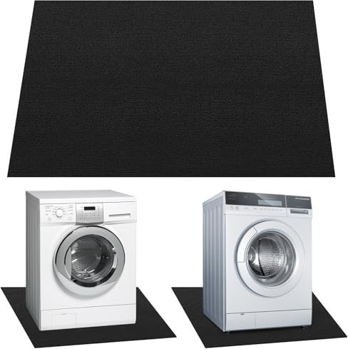 Under Washing Machine Mat, 63 x 36 Inches Large Non-Slip Waterproof Floor Washing Machine Mat Rubber Backing for Washer Dryer Fridge Refrigerator Floor Protection, Shock Absorbing Noise Reducing