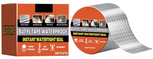 Mnozreo Butyl Kautschuk Tape,Klebeband Dichtband Reparaturband für Dachleckage,Wasserdichtes Butylband,Wasserdichtes Klebeband für Rohre,Dachrinnen & Undichtigkeiten – Vielseitiges,1mm*5cm*1m