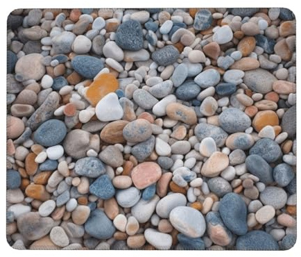 Square Mouse Pad with Non-Slip Rubber Base 7 x 8.6 in Mouse Mat with Stitched Edge Beach Colored Pebbles Gaming Mousepad for Wireless Mouse Computer Laptop Home Office Desk Pad