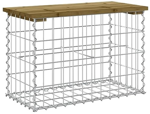 Outdoor Gabion Bank mit Stora Compact Allwetter Gartensitz für Terrasse Hof Rasen Pool Rustikales Design 63 x 31,5 x 42 cm Perfekt zum Entspannen