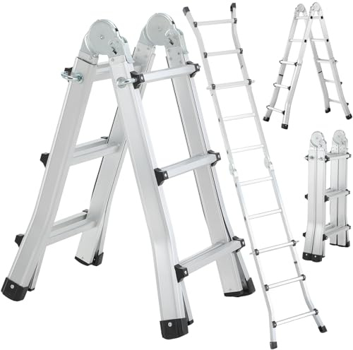 TLGREEN Alu Teleskopleiter 3x2 Stufen, 2.86M Ausziehbare Leiter, Aluminium | Multifunktionsleiter, Schiebeleiter, Mehrzweckleiter, Gelenkleiter, Klappleiter, Treppenleiter, Anlegeleiter bis 150 kg