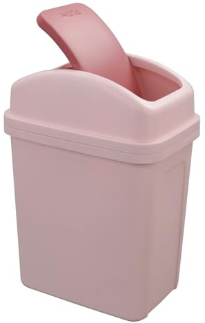 Parlynies 7 L Plastic Trash Can with Swing Lid, Swing Top Garbage Bin, Pink