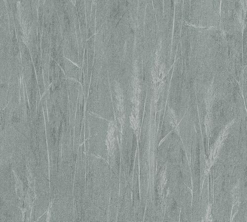 A.S. Création Gräser-Vliestapete – Grün, Metallic – 10,05 x 0,53 m | Natürliches Gräser-Motiv als natürlicher Blickfang – schimmernde Motivtapete, einfach zu verkleben & spurlos abziehbar