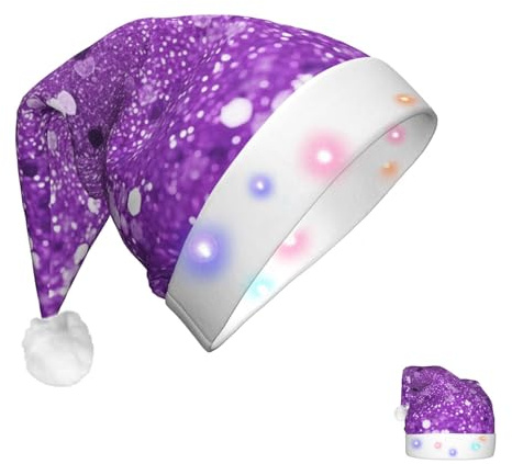 COWMGHLDFL Weihnachtsmütze für Erwachsene für Männer und Frauen, glitzernd, lila, glitzernd, Weihnachtsmannmütze, Weihnachtsmütze für Neujahr