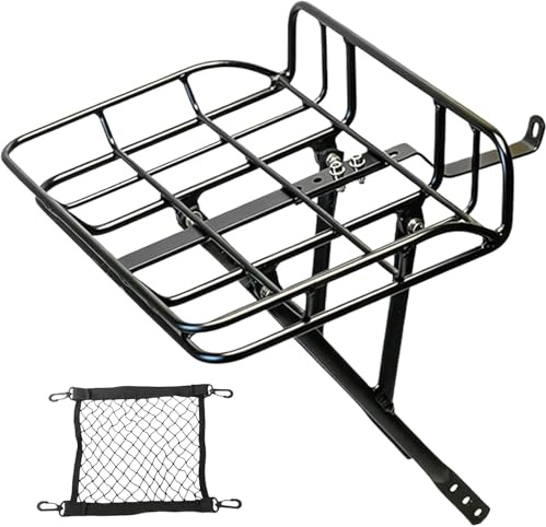 Frontgepäckträger für 20 Zoll Klapprad - Ultra-Leichter 700g Aluminium-Korb mit Kontermuttern, Integrierter Träger für Kompaktfahrräder