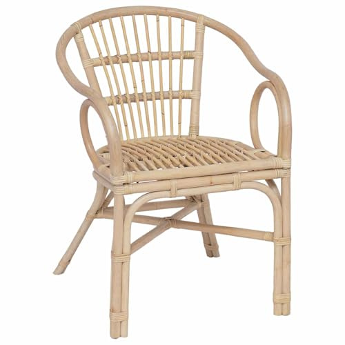 vidaXL Stapelstuhl Natur 58 x 60 x 81 cm Rattan, Moderner Stuhl, platzsparendes Möbel, minimalistisches Design, stylischer Sitz, glänzende Oberfläche