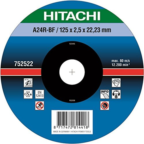 HIKOKI 752522 - Discos abrasivos de corte para amoladoras angulares para metal - tipo A24R 125x22,23 mm