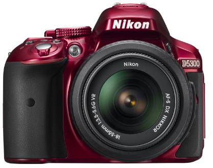 Nikon D5300 SLR-Digitalkamera (24,2 Megapixel, 8,1 cm (3,2 Zoll) LCD-Display, Full HD, HDMI, WiFi, GPS, AF-System mit 39 Messfeldern) Kit inkl. AF-S DX 18-55 VR Objektiv rot