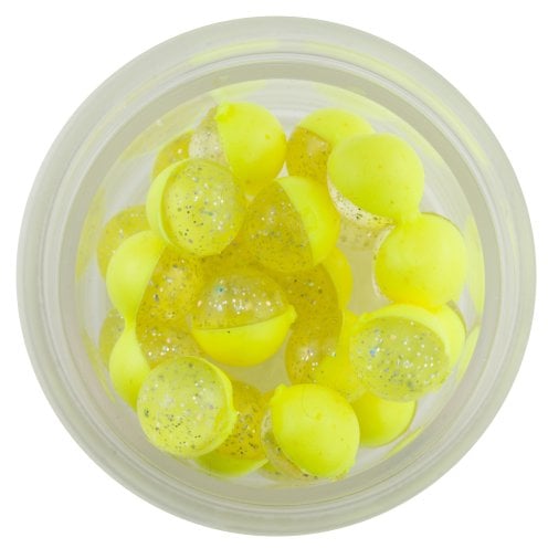 Berkley PowerBait Power Clear Eggs Floating Fishing Bait, Clear Silver-Fl. Yellow, Irresistible Scent & Flavor, Natural Presentation, Ideal for Trout, Steelhead, Salmon and More