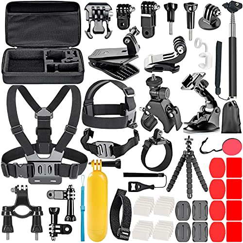 NEEWER Kit de Accesorios para Cámara de Acción 58 en 1 Compatible con GoPro Hero 11 10 9 8 Max 7 6 5 4 Black GoPro 2018 Session Fusion Silver White Insta360 DJI Action 2 AKASO APEMAN Campark SJCAM