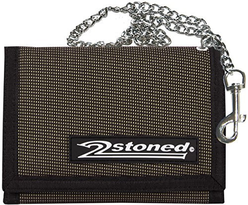 2Stoned Geldbörse Wallet Unisex Khaki/Schwarz-Melange mit Kette und Karabiner, Patchlabel Speed, aus Polyester