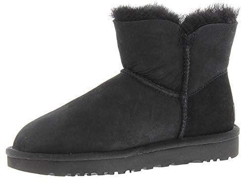 UGG Female Mini Bailey Button II Classic Boot, Black, 8 (UK)