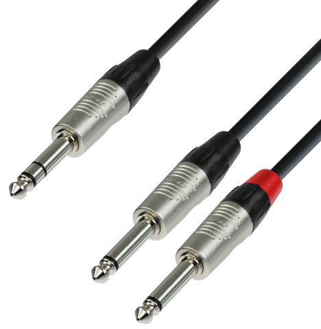 Adam Hall Cables 4 STAR YVPP 0600 - Câble Audio REAN Jack 6,35 mm stéréo vers 2 x Jack 6,35 mm mono 6 m