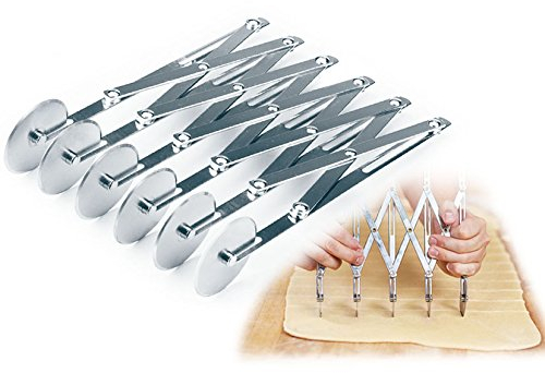 Cortador de pasta extensible inoxidable con 6 ruedas lisas en acero inoxidable580 g.