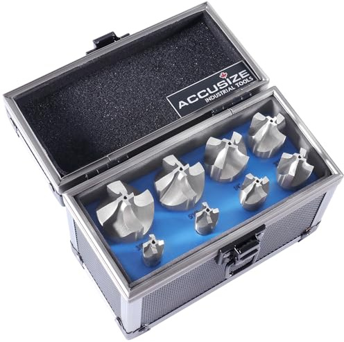 Accusize Industrial Tools H.S.S. 1011-0008 - Juego de fresas de esquina redondeadas de 1/16 a 3/8 pulgadas, 8 unidades