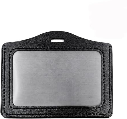 GOGO 20 pièces Porte Carte d'identité en cuir PU haute capacité, Porte Badge tour de cou cuir-horizontal noir