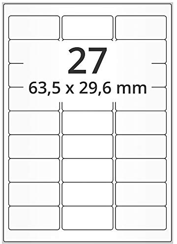 Laser-Etiketten für Amazon FBA Versand - 63,5 x 29,6 mm - 13.500 Papieretiketten weiß auf DIN A4 Bogen, matt, selbstklebend, 500 Blatt