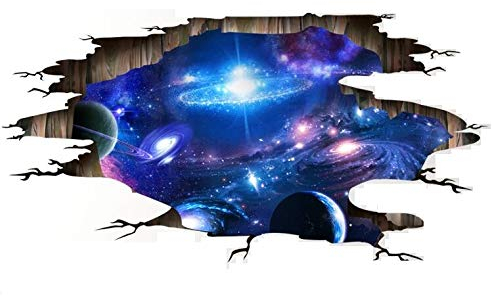 HALLOBO® XXL Wandtattoo Wandaufkleber 3D Universum Galaxie Weltraum Planet Boden Aufkleber Deckeaufkleber Wandbild Wohnzimmer Schlafzimmer Kinderzimmer Deko