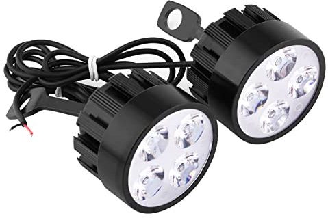 2 pcs Phare de Moto, Keenso 12V 24W Projecteur Lampe 4 LED Rond Projecteurs Etanche Universel Feux de Brouillard Spot Tête Lumière Scooter Auxiliaires