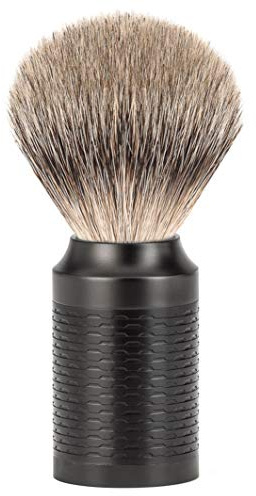 MÜHLE shaving brush - Rocca series - Silberspitz badger hair - black stainless steel handle, DLC