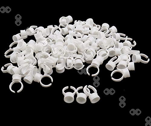 YINETTECH Set of 100 Microblading Tattoo Eyelash Glue Ring Cups Ink Pigment Holder M Size