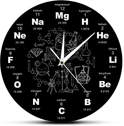 The Geeky Days Periodensystem der Elemente, Wandkunst, chemische Symbole, Uhr, pädagogisches Element, Klassenzimmer, Dekoration, Lehrergeschenk