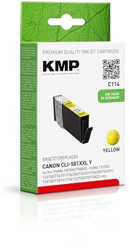 KMP Tintenpatrone passend für Canon 581YXXL Yellow (1997C001) - C114 - für Canon Pixma TR 7500, 7520, 7550, 8500, 8520, 8550, 8600, 8620, 8650... etc.