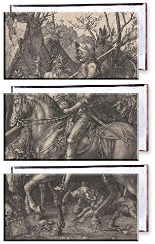 Unified Distribution Albrecht Dürer - Ritter, Tod und der Teufel - Klassisches Gemälde - Replik auf Leinwand Dreiteiler (120x80 cm)