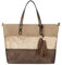CRAZYCHIC - Sac à Main Paillette Femme - Cabas Fourre-Tout Cuir PU Souple - Sac Porté Epaule Bandoulière Patchwork Multicolore Grande Capacité - Ville Shopping Cours Travail Plage - Marron