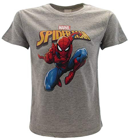 T-Shirt Spiderman Originale Spider-Man Uomo Ragno Grigia Marvel Ufficiale Maglia Maglietta (L Adulto)