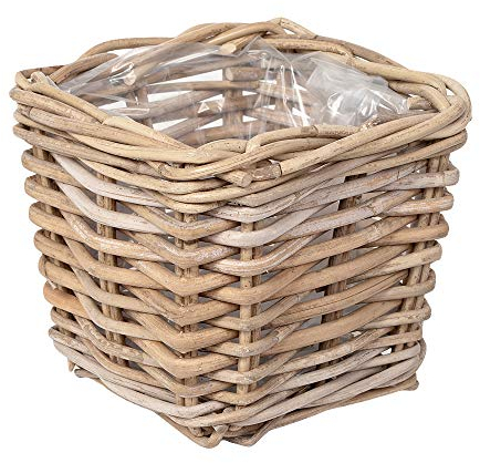 LEBENSwohnART Pflanzkorb Verona-Quadratisch ca. L21cm Rattan Blumenkasten Blumenkorb Übertopf