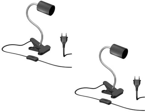 ledscom.de 2 Stück Klemmleuchte, Schwanenhals WAIKA, Schalter, schwarz matt, 1x GU10 max. 15W
