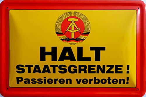 Halt Staatsgrenze passieren verboten Grenze Mauer DDR - Blechschild Schild 20x30cm -