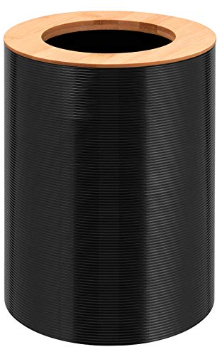 bremermann Kosmetikeimer SEGNO aus Bambus und Kunststoff // Abfalleimer // Mülleimer 5,5 Liter (Schwarz)