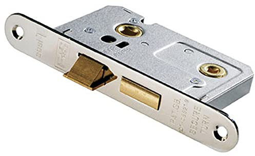 Locking Bathroom Door Sashlock Latch - Radius Forend - 64mm - Nickel Plated | Thumb Turn Bathroom Door Lock and Latch - Secure WC Privacy Sashlock - Available in Multiple Finishes