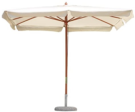 Tomaino - Sombrilla de jardín de 3 x 4 cm cuadrada de madera – Sombrilla de exterior con apertura de polea – Lona cortavientos de poliéster resistente resinado 180 g, ecrù, 3x4
