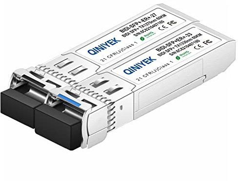 QINIYEK EIN Paar 10G SFP BIDI Module, 10G SFP+ BIDI Transceiver, TX1270nm/RX1330nm für Cisco, Ubiquiti, Mikrotik, D-Link, Supermicro, Netgearund mehr. (SMF,60km,DDM)