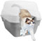 Petfamily Cat Litter Box, Large Foldable Jumbo Hooded with Transparent Lid,Grey