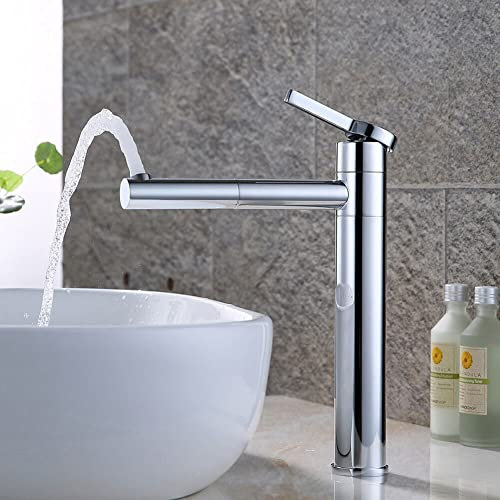Wasserhahn Bad, Waschtischarmatur Hoch Waschtisch Badarmatur Mischbatterie 360° Schwenkbar Armatur Einhebelmischer für Badezimmer