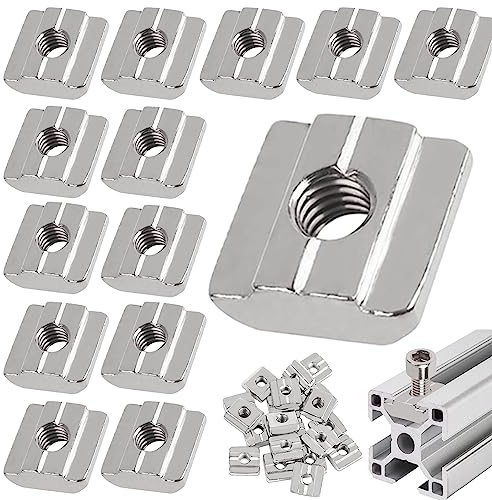 Mikqky 50 Stück M8 Gleitmuttern, T-Nut Schiene M8, Gewinde Kohlenstoffstahl, Nutensteine Nut 8-Typ B, Nut 8 M8 Nutenstein Europäischer, Standard-T-Nutmuttern Aus Kohlenstoffstahl Der Serie 30
