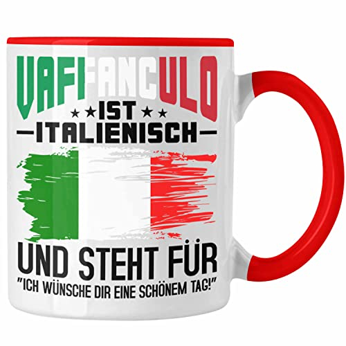 Trendation - Italiener Tasse Geschenk Vaffanculo Sizilien Tourist Reisen Lustiger Spruch (Rot)