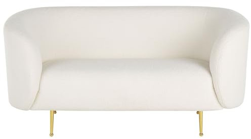 Beliani Klassisches Sofa im Art-Déco-Stil mit Armlehnen Metallgestell Bouclé weiß Loen