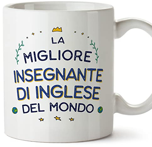 Mugffins Tazza in ceramica per INSEGNANTE DI INGLESE donna 11 oz / 350 ml - In italiano - Miglior del Mondo - Idea regalo per compleanno, anniversario, natale, laurea