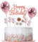 Creaher Tortendeko Rosegold 17 Stück, Happy Birthday Cake Topper Kuchendeko Sterne Herz Cupcake Tortenstecker für Geburtstag Dekoration Mädchen Junge