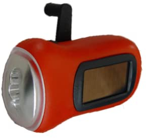 Lampe torche LED à manivelle Dynamo à énergie solaire, lampe de poche d'urgence de survie (rouge)