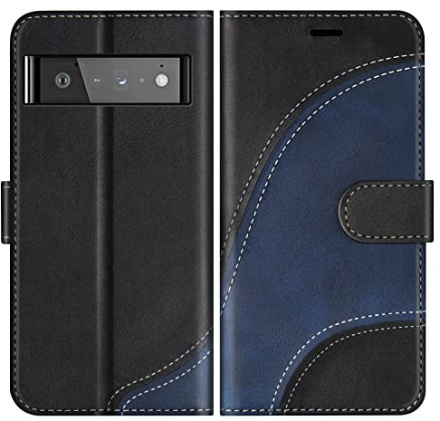 BoxTii Cover per Google Pixel 6 PRO, Custodia in PU Pelle Portafoglio per Google Pixel 6 PRO, Magnetica Cover a Libro con Slot per Schede, Nero