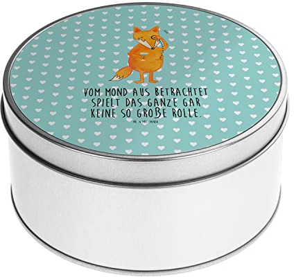 Mr. & Mrs. Panda Blechdose rund Fuchs Lord - Geschenk, Aufbewahrungskiste, tröstende Worte, Motivation Spruch, Metallbox, Problemlösung, schick,